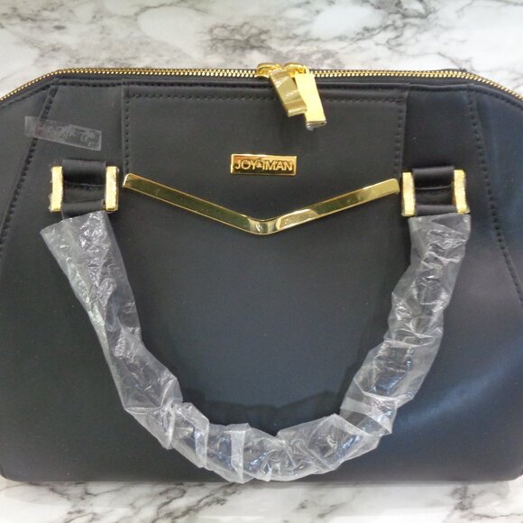 Joy & Iman Leather Satchel Handbag Purse w Velvet Clutch Shoulder Strap - Picture 3 of 9